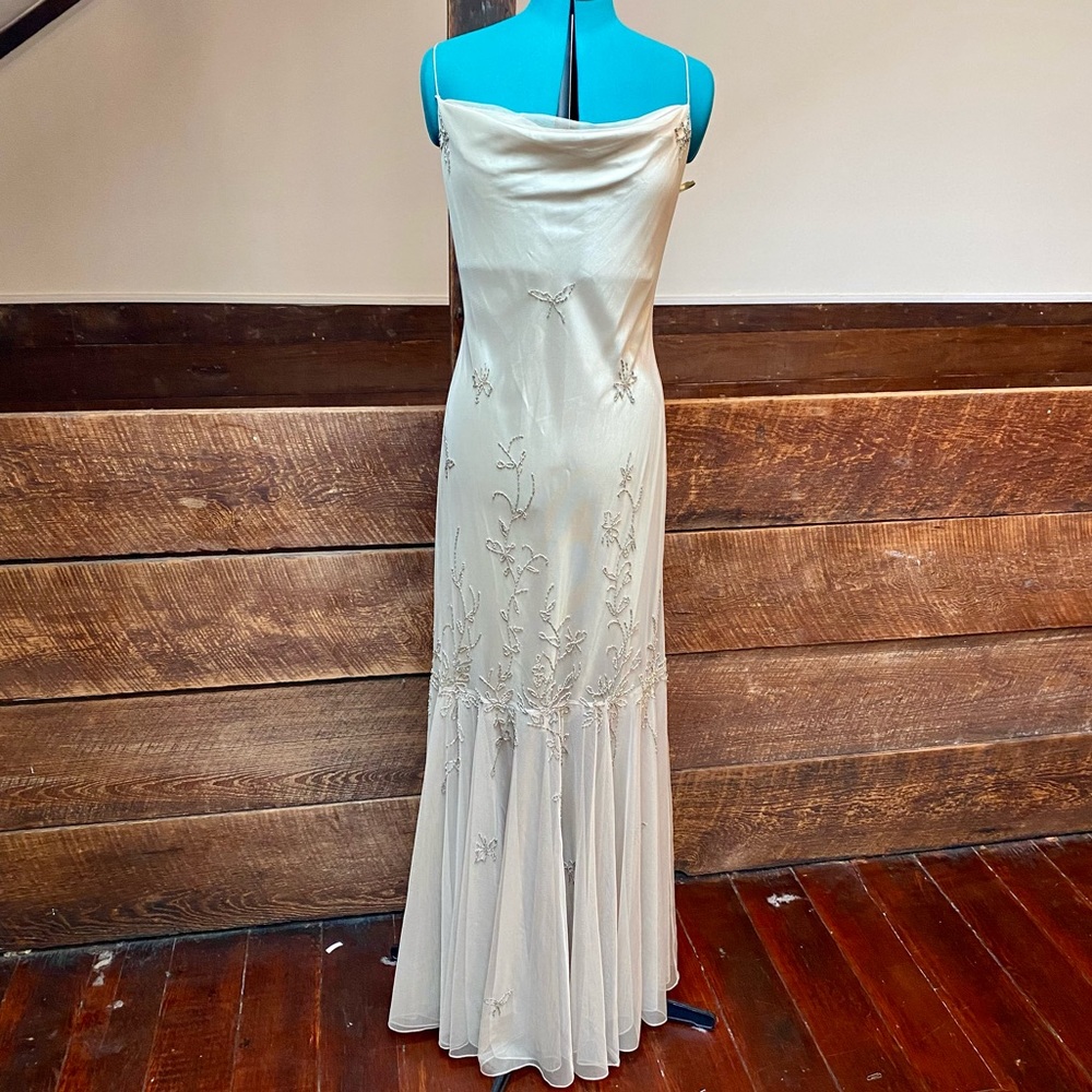 Sue Wong Nocturne Satin & Mesh Beaded Mermaid Gown